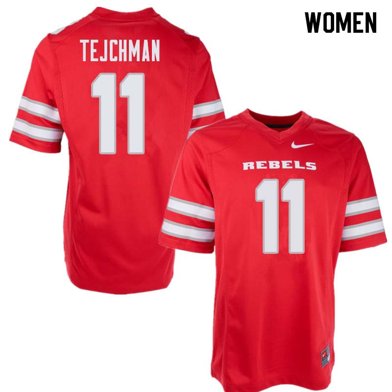 Women's UNLV Rebels #11 Drew Tejchman College Football Jerseys Sale-Red - Click Image to Close